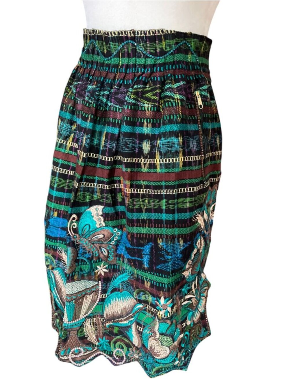 Vintage Guatemalan Hand Woven Half Apron Delantal Intricate Butterfly Floral Emb - Picture 6 of 15